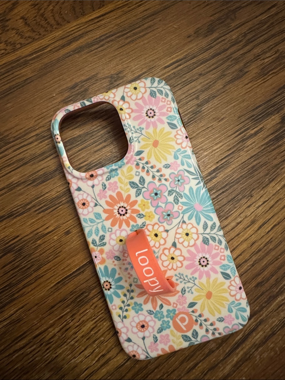 Loopy Case Floral iPhone Case with Coral Loopy Strap